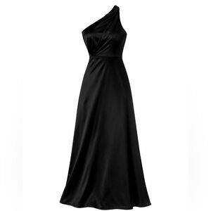 Rachel Parcell Black Silk Charmeuse One Shoulder Slit  Dress Sz 8 NWT Formal
